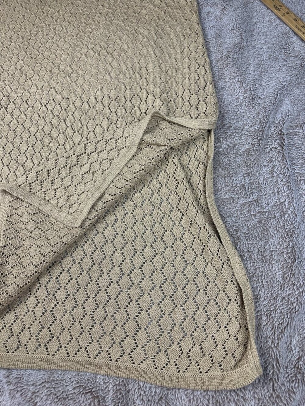 Boston Proper Crochet Knit High Neck Maxi Beach Sundress Dress Tan Costal Sz XL - Picture 6 of 12